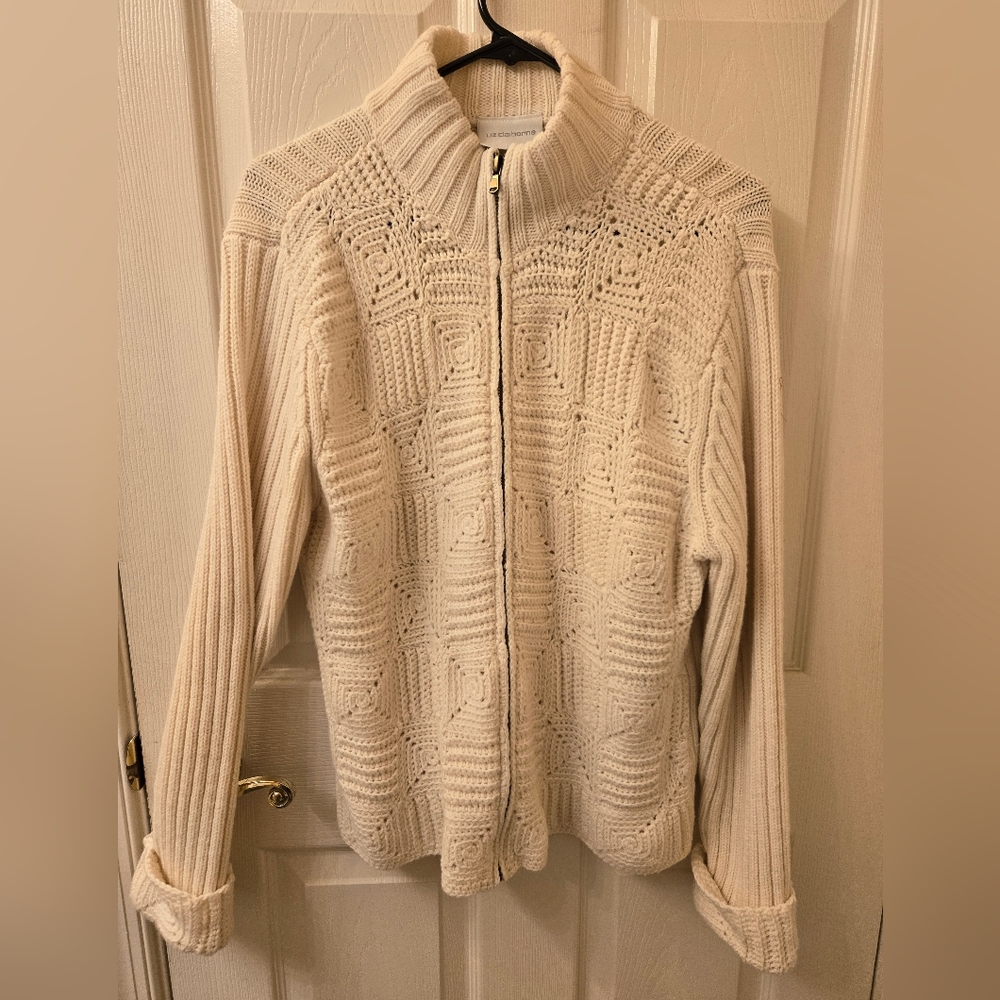 Liz Claiborne Cream Textured Cardigan